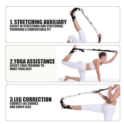 Yoga Straps For Stretching, Adjustable Ankle Foot Stretch Strap With Loops, Multi Loop Yoga Belt For Men Women