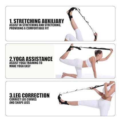 Yoga Straps For Stretching, Adjustable Ankle Foot Stretch Strap With Loops, Multi Loop Yoga Belt For Men Women