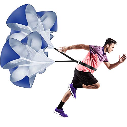 Running Parachute Speed Training Pack of 2 56 Inch Speed Resistance Parachute Speed Chute for Speed Training Football Basketball Training Adults （Blue）