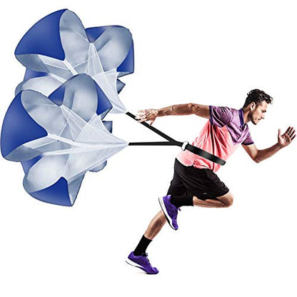 Running Parachute Speed Training Pack of 2 56 Inch Speed Resistance Parachute Speed Chute for Speed Training Football Basketball Training Adults （Blue）