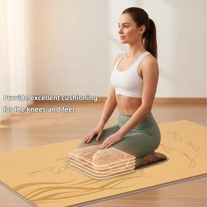 Extra Wide Yoga Mat 76"x40"x10mm TPE Double-Width Exercise Mat for Couples, Tall Yogis & Home Workouts, Non-Slip, Free of PVC & Latex - color: Orange + Grey