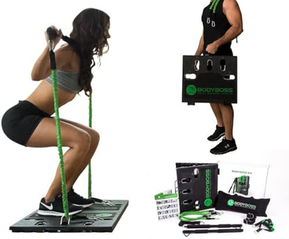 Home Gym 2.0 - Full Portable Gym Home Workout Package, Includes 1 Set of Resistance Bands (2) - Collapsible Resistance Bar, 2 Handles + More - Full Body Workouts for Home, Travel or Outside