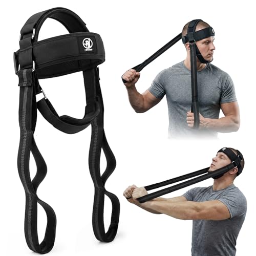 Neck Harness with Resistance Bands - Adjustable Head Trainer with Chin Pad & Top Strap for Strengthening - Manual Resistance Neck Exerciser for Boxing, Stretching and Posture Recovery - Portable Gym Equipment