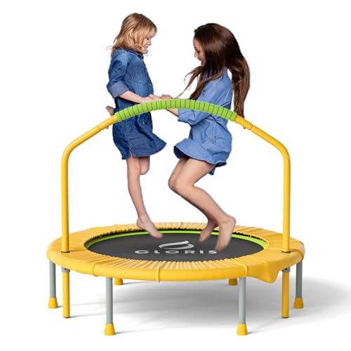 38in/48in Folding Trampoline - Max Load 220lbs / 450lbs Trampoline Rebounder Trampoline with Adjustable Foam Handle, with safty Padded Cover Best Gift - color: 38'' Yellow