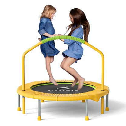 38in/48in Folding Trampoline - Max Load 220lbs / 450lbs Trampoline Rebounder Trampoline with Adjustable Foam Handle, with safty Padded Cover Best Gift - color: 38'' Yellow