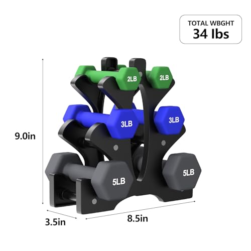 Portzon Weights Dumbbells Set with Various Color and Weights and Compatible, 20 LB, Anti-Slip, Anti-roll, Hex Shape