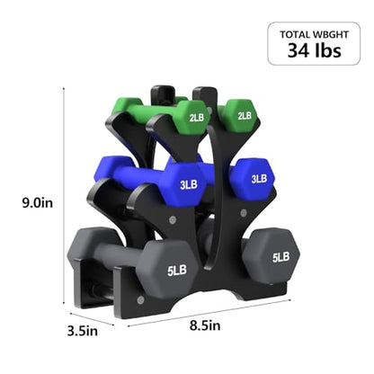 Portzon Weights Dumbbells Set with Various Color and Weights and Compatible, 20 LB, Anti-Slip, Anti-roll, Hex Shape
