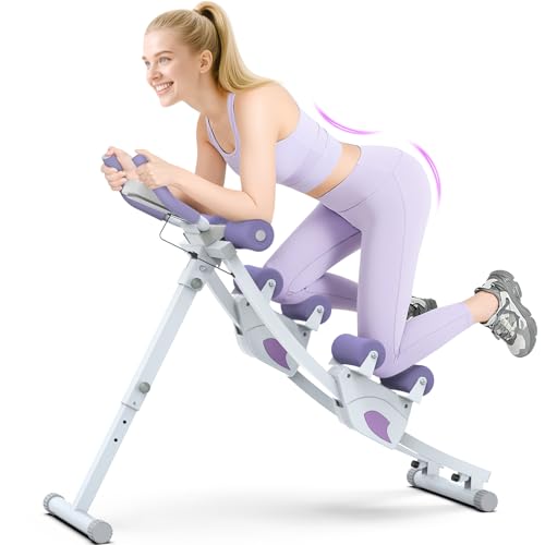 Ab Machine, Ab Workout Equipment, Adjustable Ab Trainer Machine for Abs Workout at Home Gym, Foldable, Knee Protection, Abdominal Trainer for Stomach Workout