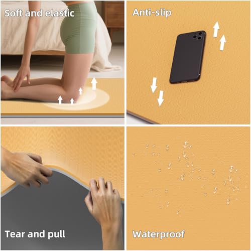 Extra Wide Yoga Mat 76"x40"x10mm TPE Double-Width Exercise Mat for Couples, Tall Yogis & Home Workouts, Non-Slip, Free of PVC & Latex - color: Orange + Grey