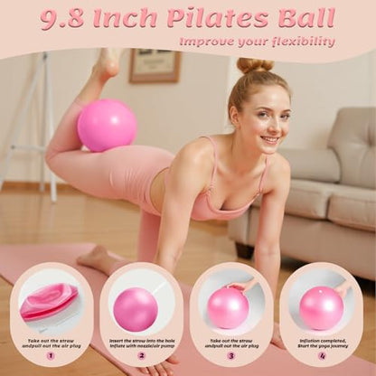 Pilates Equipment Kit for Women - Home Workout Set with Pilates Ring,9.8" Yoga Ball, 5 Resistance Bands, Magic Circle, for Legs, Arms, Thighs, Yoga Set for Beginners