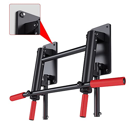 Wall Mounted Pull Up Bar, Strength Training Pull-UP Bars, Heavy Duty Wall Mount Chin Up Bar for Home Gym Indoor Outdoor, Maximum Weight 660 Lbs (Black)