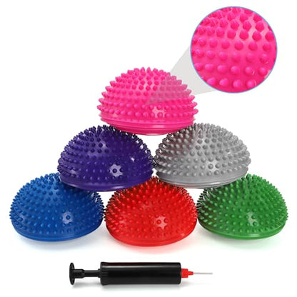 Fasmov Balance Pods Balancing Hedgehog Stability Balance Trainer Dots with Pump, Set of 6