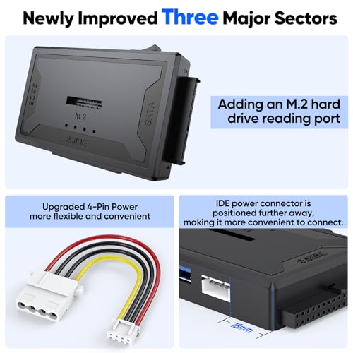 Hard Drive Reader 4-in-1, M.2 SATA IDE to USB Dock Ultra Data Retrieval Kit