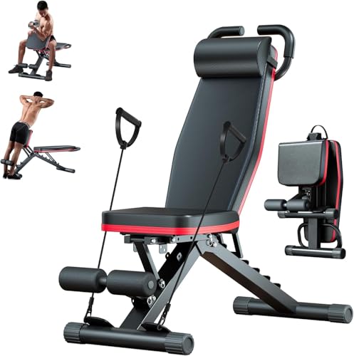 2026 Adjustable Weight Bench for Home Gym, 98% Pre-Assembled, Foldable Gym Bench with Multi-Purpose Incline Decline Flat, Compact Workout Bench for Small Space Apartment Room