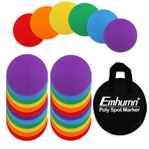 4inch & 9inch Poly Spot Markers for Agility Dot for Gym/PE Training, Dance, 6/12/24 Pcs Round Multiple Color & Size Rubber Non-Slip Spot Marker for Games, Floor Dots and Sport Activities - style: 24Pcs 9 inch + Portable Bag