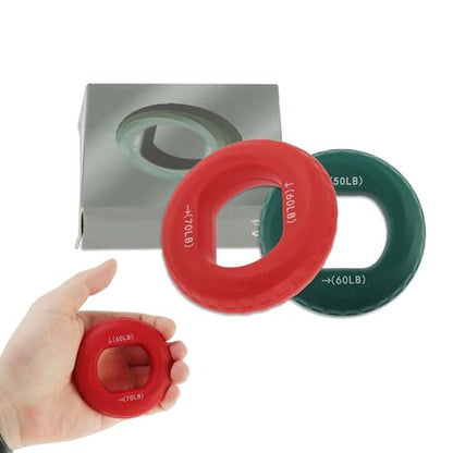 Hand Grip Strengthener, Adjustable Strength Grip, Silicone Grip Circle, for Men Adult, 2 Pcs - color: Green & Red(50/60LB,60/70LB)
