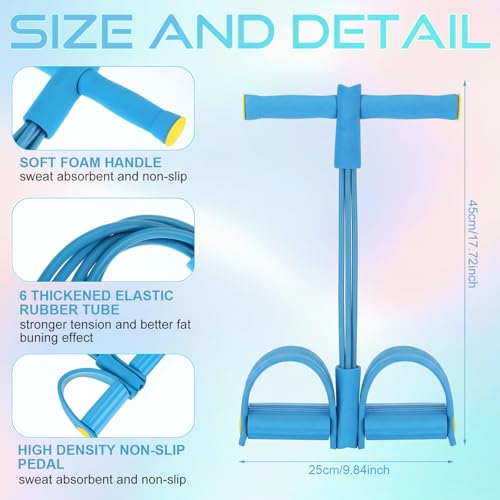 2 Pcs Fitness Resistance Bands 6 Tube Pedal Resistance Bands with Handles 8 Shaped Training Elastic Ropes Multifunction Tension Ropes for Waist Arm Shoulder Leg Back Home Workout - color: Blue