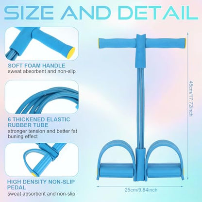 2 Pcs Fitness Resistance Bands 6 Tube Pedal Resistance Bands with Handles 8 Shaped Training Elastic Ropes Multifunction Tension Ropes for Waist Arm Shoulder Leg Back Home Workout - color: Blue