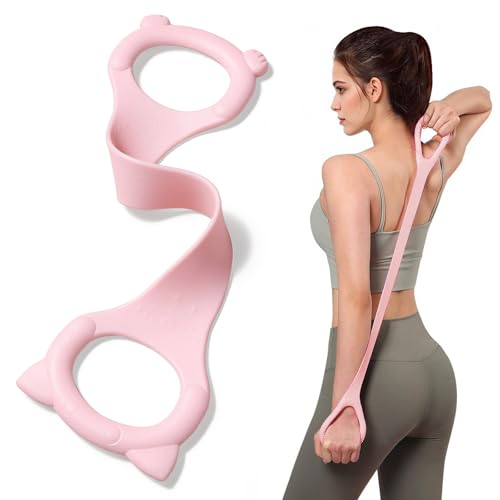 Figure 8 Fitness Resistance Band with Handles, Arm & Back Training Elastic Rope for Pure Barre Workout, Chest, Shoulder Stretching Exercise Equipment for Yoga, Pilates & Physical Therapy. - color: Pink