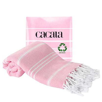 Cacala 100% Turkish Cotton Kitchen Tea Towels, Highly Absorbent Luxury Soft Quick Drying Dish Towel with Hanging Loop for Gym, Yoga, Bath, Sports, Cleaning and Kitchen (23 x 36), Sugar Pink - color: Sugar Pink