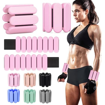 YOVKOK Adjustable Wrist Ankle Weights, 2 LBS/Pair, Bundle Options - color: Pink