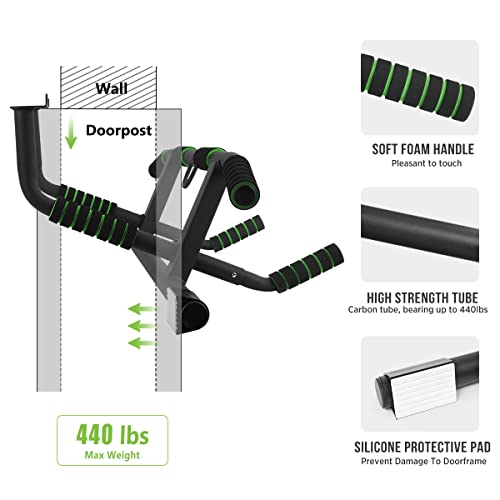 2026 Upgrade Multi-Grip Pull Up Bar with Smart Larger Hooks Technology - USA Original Patent, Designed, Shipped, Warranty