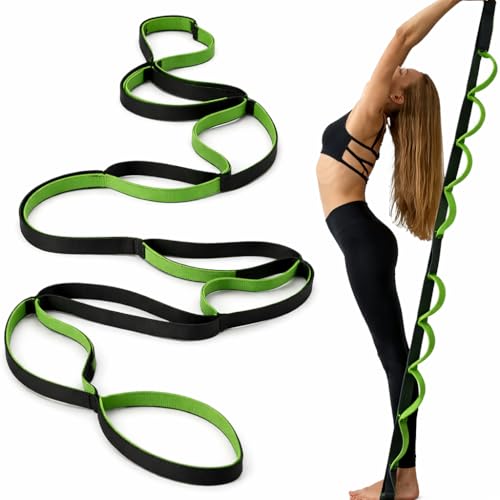 Stretching Strap Yoga Strap Therapy for Home Workout, Exercise, Pilates and Gymnastics, 10 Loops Non-Elastic Stretch Bands