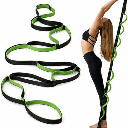 Stretching Strap Yoga Strap Therapy for Home Workout, Exercise, Pilates and Gymnastics, 10 Loops Non-Elastic Stretch Bands