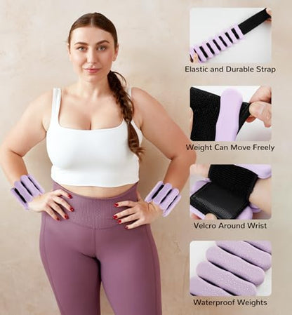 Ankle Weights Wrist Weight for Women Men, Set of 2, 1 lb/2 lb Each - color: Purple, size: 2lb each weight (4lbs Pair)