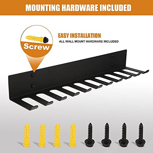 Multi-Purpose Heavy Duty Gym Storage Rack - 11 Hooks for Resistance Bands, Straps, Jump Ropes, Foam Rollers, Weight Belts, Tools (L-23") - style: L-23"