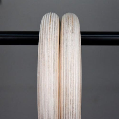 Wooden Gymnastics Rings Strong Strap with Measurements - Perfect for Bodyweight Training