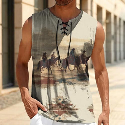 domirica Mens Summer Casual Sleeveless Shirts Plus Size Oversized Trendy Lightweight Pull On Tank Top - color: View, size: Medium
