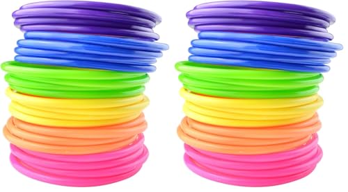 Topbuti 24 Pcs Multicolor Plastic Toss Rings Kids Ring Toss Game Carnival Rings for Speed and Agility Practice Games, Garden Backyard Outdoor Games, Bridal Shower Game, Game Booth - size: 4.7 Inch (Pack of 2)