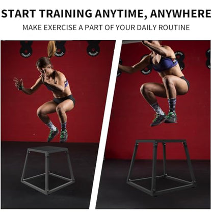 Plyo Box Jump Platforms, 12/18/24/30 Inch Single and Set Plyometric Jumping Box for Men and Women for Home Gym - color: Black Set-12"/18"/24"