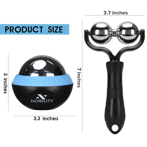 Nobility Massage Ball Roller– Ice Cold and Hot for Deep Tissue and Sore Muscle Relief of Stiffness and Stress, Body, Neck, Back, Foot, Plantar Double Black