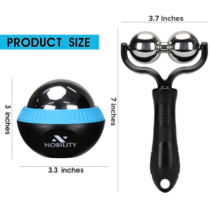 Nobility Massage Ball Roller– Ice Cold and Hot for Deep Tissue and Sore Muscle Relief of Stiffness and Stress, Body, Neck, Back, Foot, Plantar Double Black