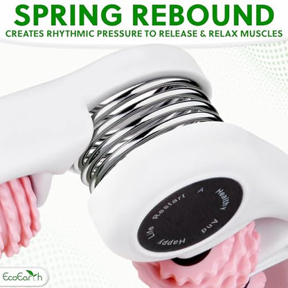 EcoEarth Cellulite Massage Roller - Handheld Fascia Massager with Detachable Handles - Anti Cellulite Tool for Legs, Thighs, Buttocks & Belly - Deep Tissue Muscle Roller for Lymphatic Drainage - color: Pink
