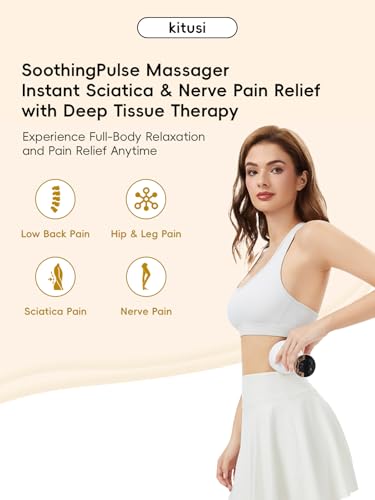 Sciatica Pain Relief Devices – Deep Tissue Massager with Multi-Mode Technology, Heat & Light, Targeted Relief for Sciatic Nerve & Lower Back Pain (White)