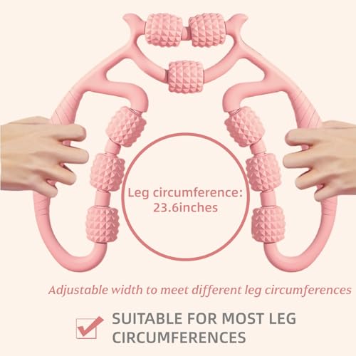 9-Wheel Muscle Massage Roller, Pink, PP+ABS Material, Adjustable for Cervical Arm Thigh Calf Massage, 10.24in x9.45in
