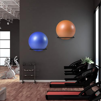 Large Stability Ball Wall Rack Yoga Ball Storage Rack, Yoga Studio and Home or Commercial Gym Exercise Ball Equipment Organizer (2Black)