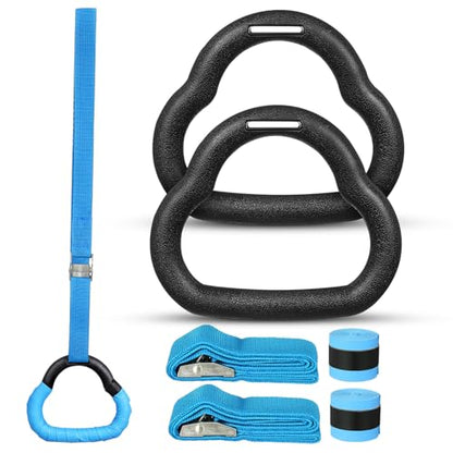 Gymnastic Rings Set with Adjustable Straps, 1m Blue Pull up Rings for ’s Strength Training and Indoor Fitness Equipment