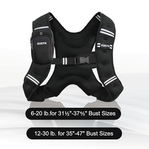 Weighted Vest, 6lb/8lb/12lb/16lb/20lb/25lb/30lb Weight Vest with Reflective Stripe, Weighted Vest for Men Women Workout Equipment for Strength Training, Running, Jogging, Fitness, Weight Loss