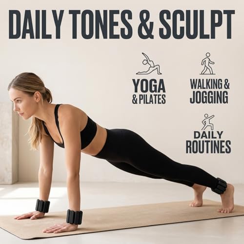 Adjustable Wrist and Ankle Weights, 2lb Pair (1lb Each) Soft Silicone Wearable Weights for Women & Men, Waterproof Arm Weights for Yoga, Pilates, Walking, Running, Barre, Home Workout (pink)