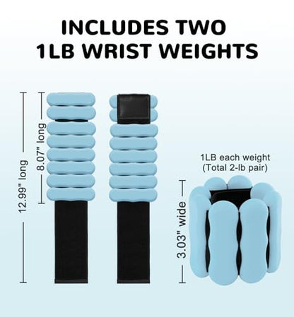 Ankle Weights Wrist Weight for Women Men, Set of 2, 1 lb/2 lb Each - color: Light Blue, size: 1lb each weight (2lbs Pair)