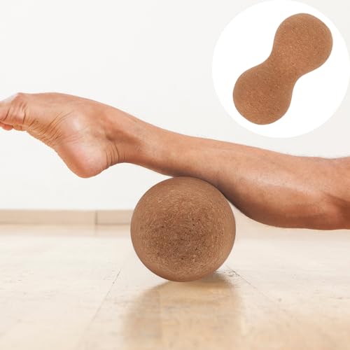Alipis Peanut Deep Tissue Massage Ball Cork Wood Dual Mobility Massager for Muscle Relief Trigger Point Therapy Yoga Fitness and Travel