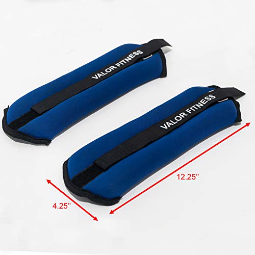 Valor Fitness Wrist or Ankle Weight Sets - 2 lb Pair or 3 lb Pair Plus Bundle Option- Velcro and Steel Loop Closure - Home Gym Workout Gear
