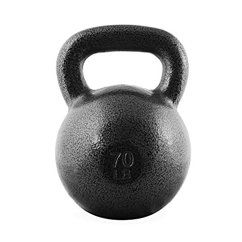 WF Athletic Supply Hammerstone Painted Cast Iron Kettlebells, Home & Gym Equipment, Great for Strength Training, Full Body Workout & Crossfit Training, Color & Size Options Available in 10-80 Pounds - color: m. 70lb - Black