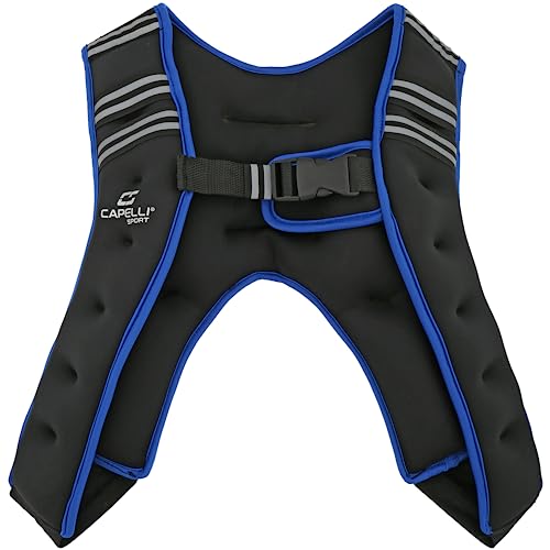 Capelli Sport Running Weighted Vest, Neoprene Adjustable Weighted Vest for Men and Women, Blue/Black, 10 lbs