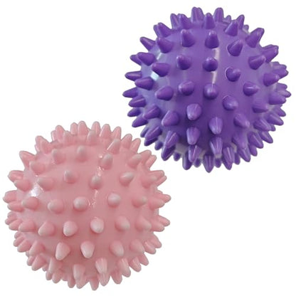 Spiky Massage Balls, 2PCS (Firm and Soft) - color: Softpink+hardpurple