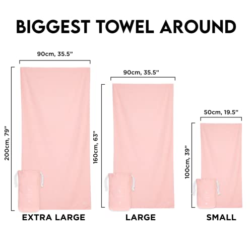 Dock & Bay Beach Towel - Quick Dry, Sand Free - Compact, Lightweight - 100% Recycled - Includes Bag - Essential - Pink, Extra Large (200x90cm, 78x35) - color: Essential - Pink, size: Extra Large (200x90cm, 78x35")